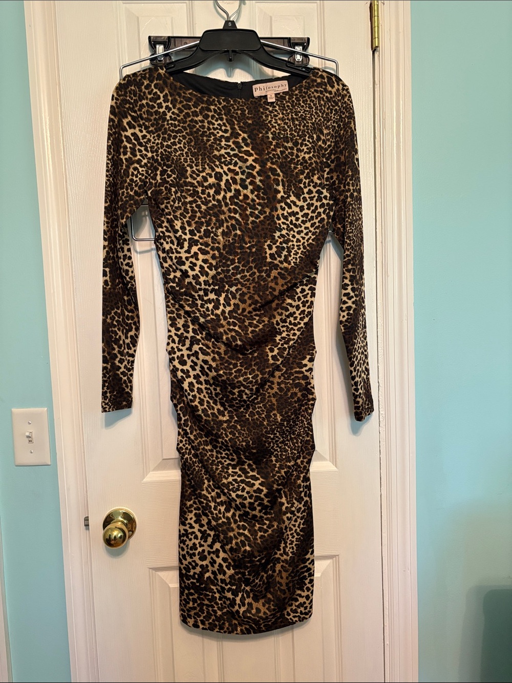 Philosophy Leopard Print Long Sleeve Bodycon Dress - Brown/Black
